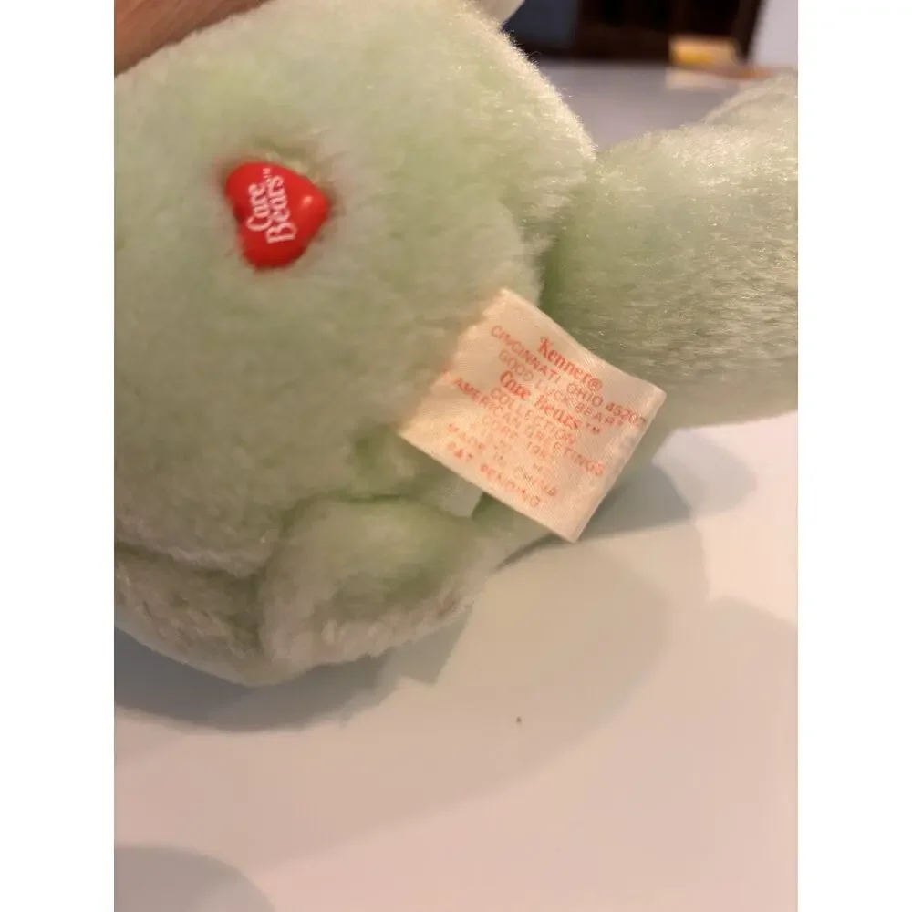Vintage 1980s Kenner Good Luck Care Bear Green plush with Four Leaf Clover 13